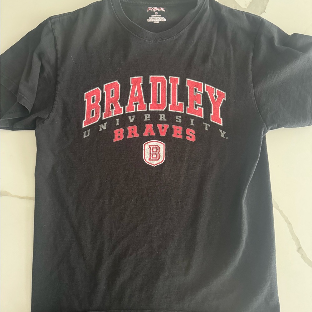 Jansport Black Short Sleeve Bradley University Braves Tee with Red Lettering